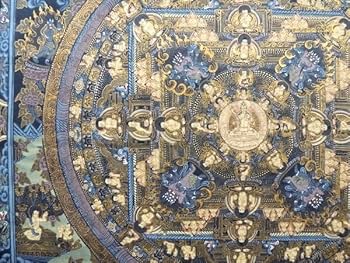 チベット密教　仏画　額入り チベット密教額付きタンカ仏画 曼荼羅 白多羅 宗教画 ブータン